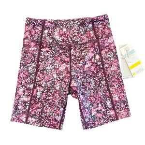 NWT Z by Zella High Waisted Bike Shorts, Purple Abstract, Girls Size 8/10